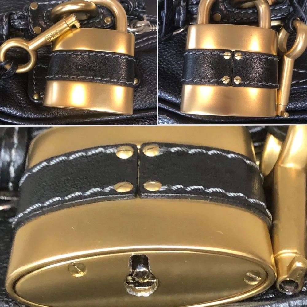 SOLD   CHLOE Paddington Black Leather Padlock Bag with Lock and Key COA Dust Bag - Picture 9 of 17